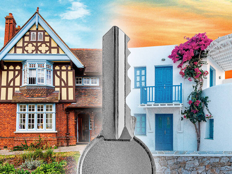 Two homes either side of a massive key