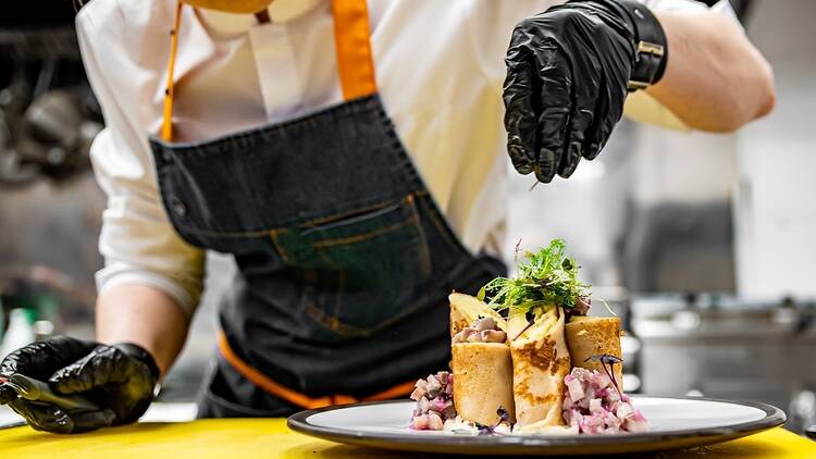 a chef cooking a meal