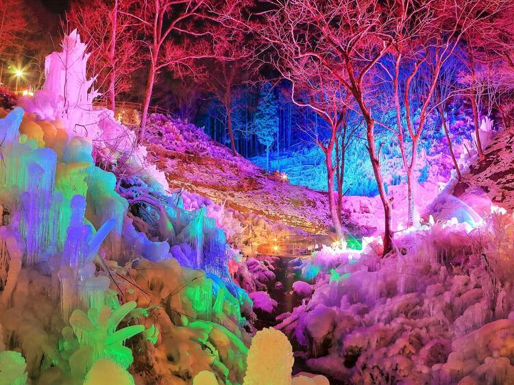 There's a frozen icicle forest just outside of Tokyo – and it's lit up at night