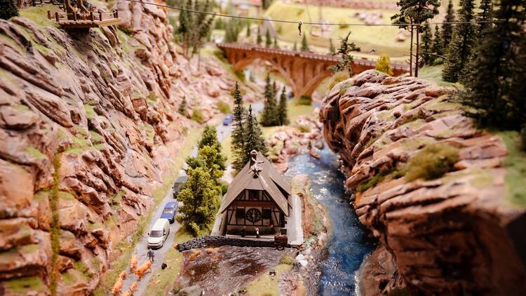 Miniatur Wunderland Hamburg in Germany, Cuckoo clock black forest, museum with miniature model construction of the world, 