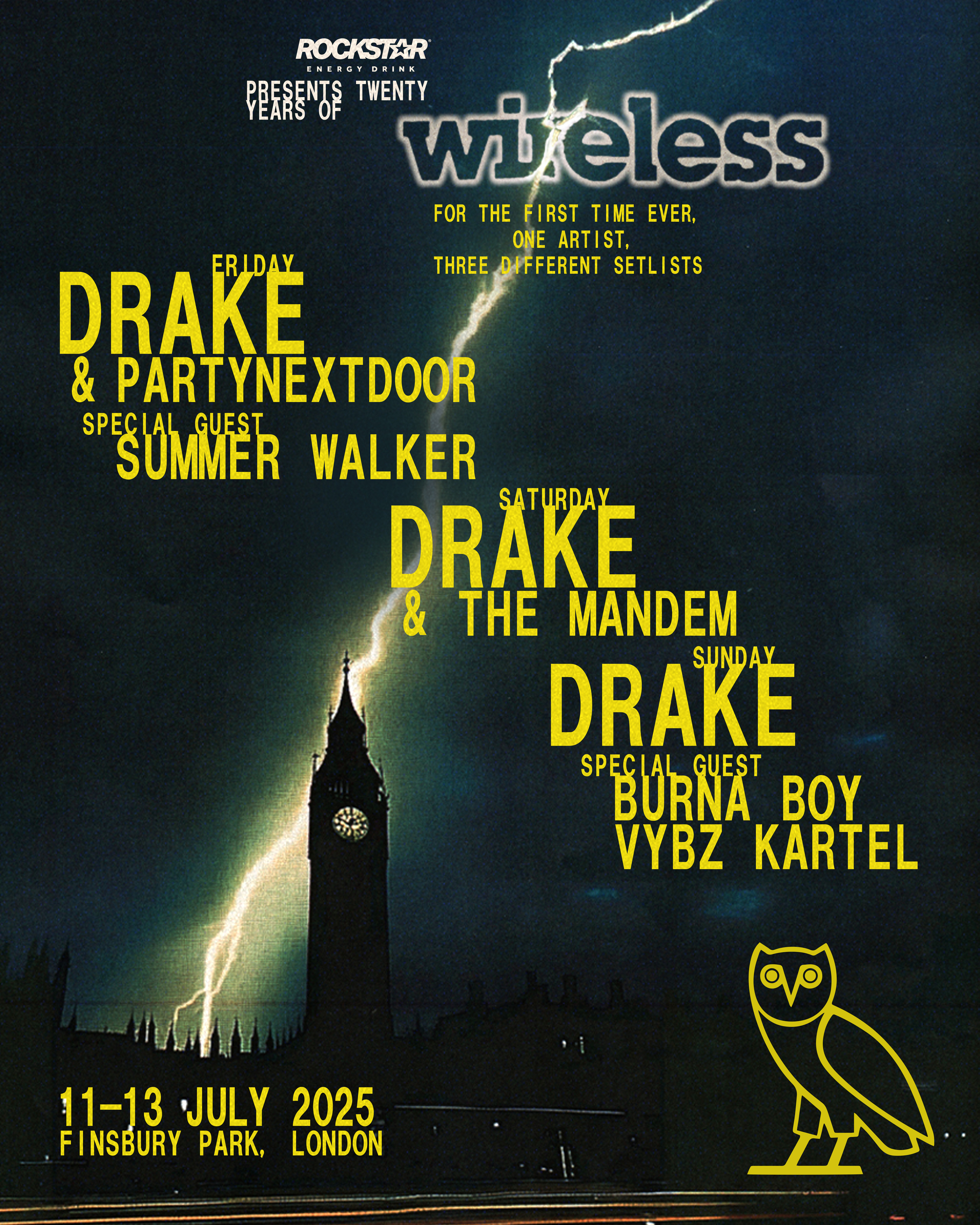 Wireless Festival 2025 lineup announcement poster