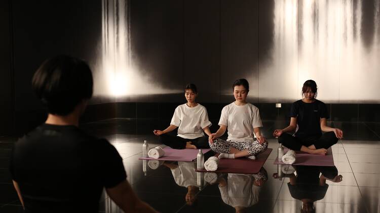 Morning stretch and meditation at Grand Hyatt Tokyo