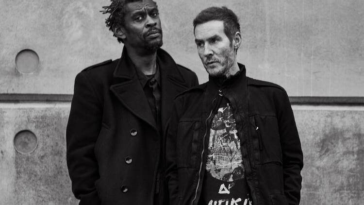 Massive Attack duo headshot in black and white