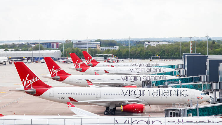 Virgin Atlantic planes at Manchester airport