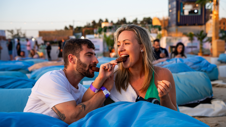 a couple eating ice cream