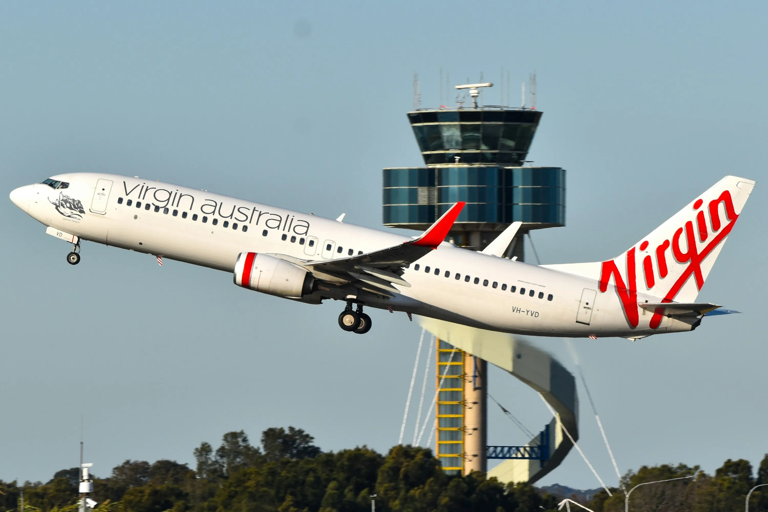 Large passenger jet taking off from airport