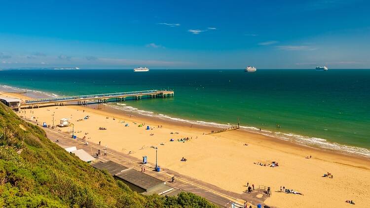 Bournemouth beach in England