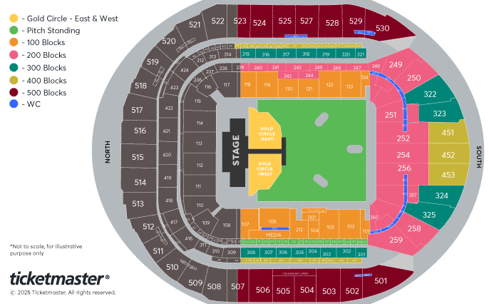 Seating plan for Post Malone at Tottenham Hotspurs Stadium