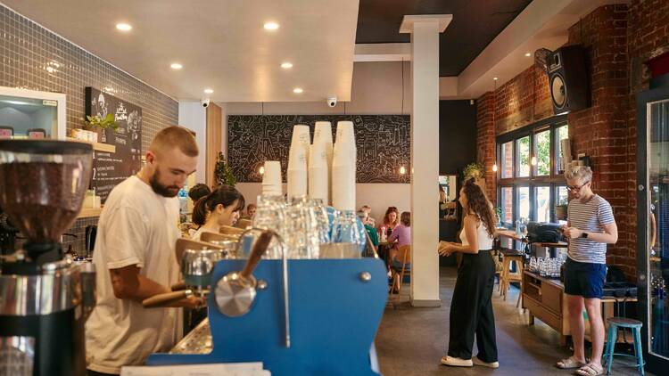 The interior of a cafe