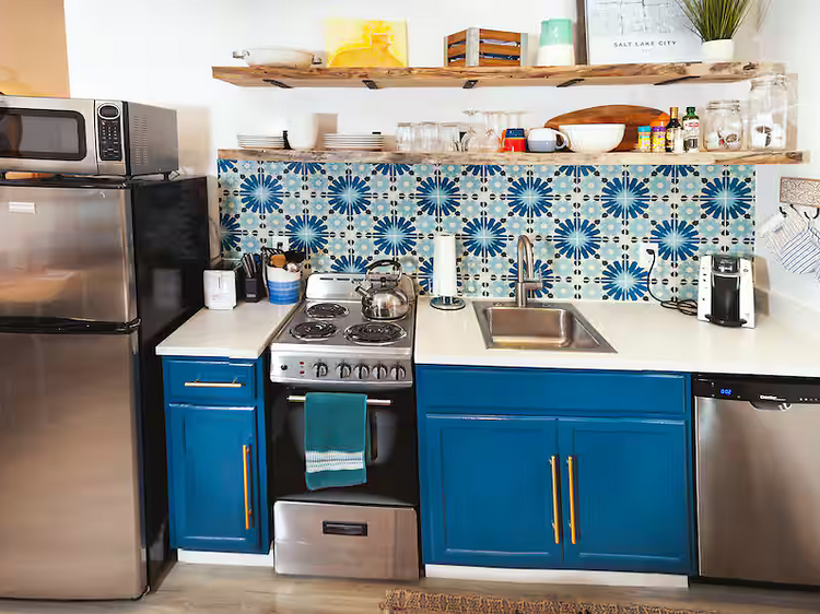 A downtown studio with a quirky kitchen