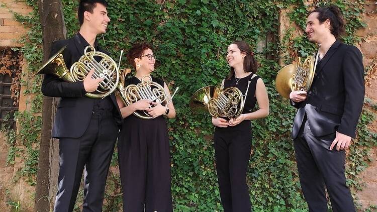 Cuarteto de trompetistas en el Continental Palacete