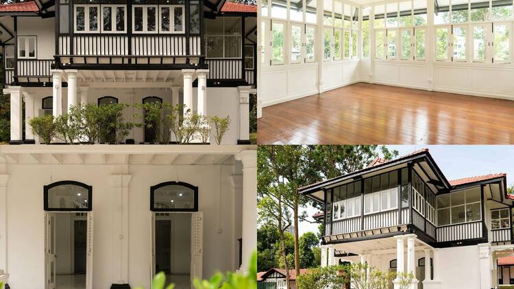 Singapore black and white colonial bungalow for residential rental