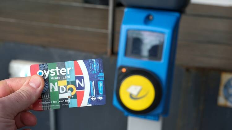 Oyster card and ticket reader in London