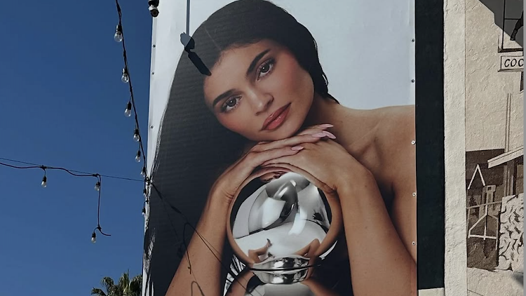 A billboard for Kylie Cosmetics' pop-up.