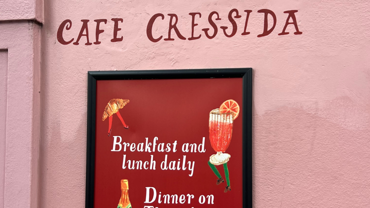 The sign out the front of Cafe Cressida