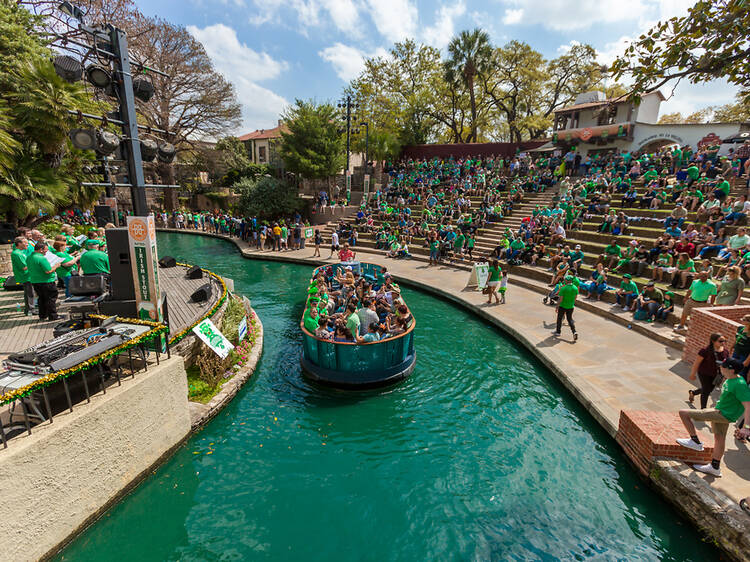 San Antonio River Walk during St. Patrick's 