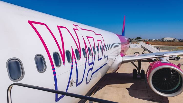 Wizz Air plane on the runway in Cyprus