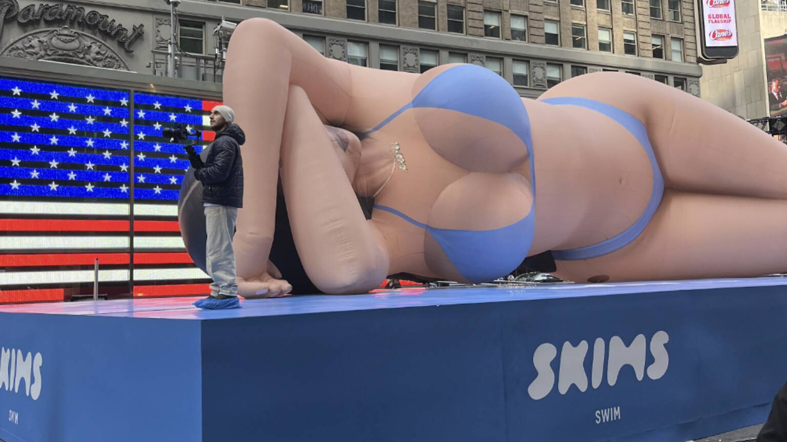 A giant Kim Kardashian blow-up doll has just taken over Times Square in