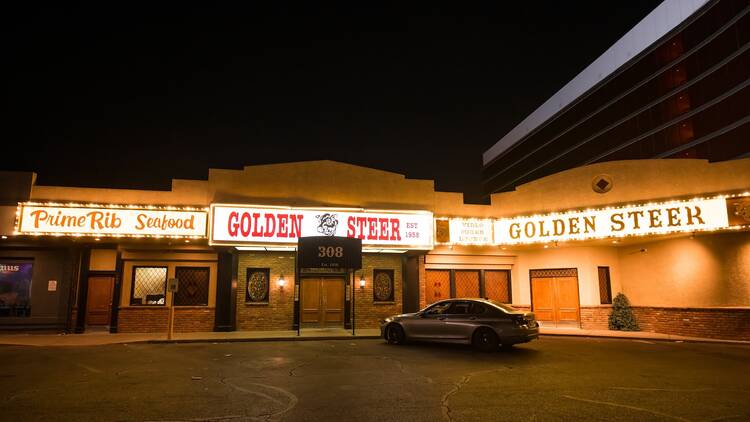 | Exterior of the Golden Steer steakhouse in Las Vegas