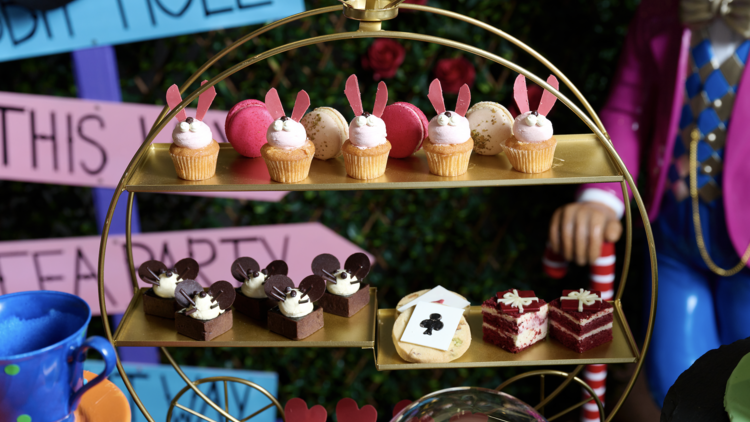 Alice in Wonderland-themed high tea snacks