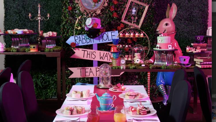 Alice in Wonderland-themed high tea snacks