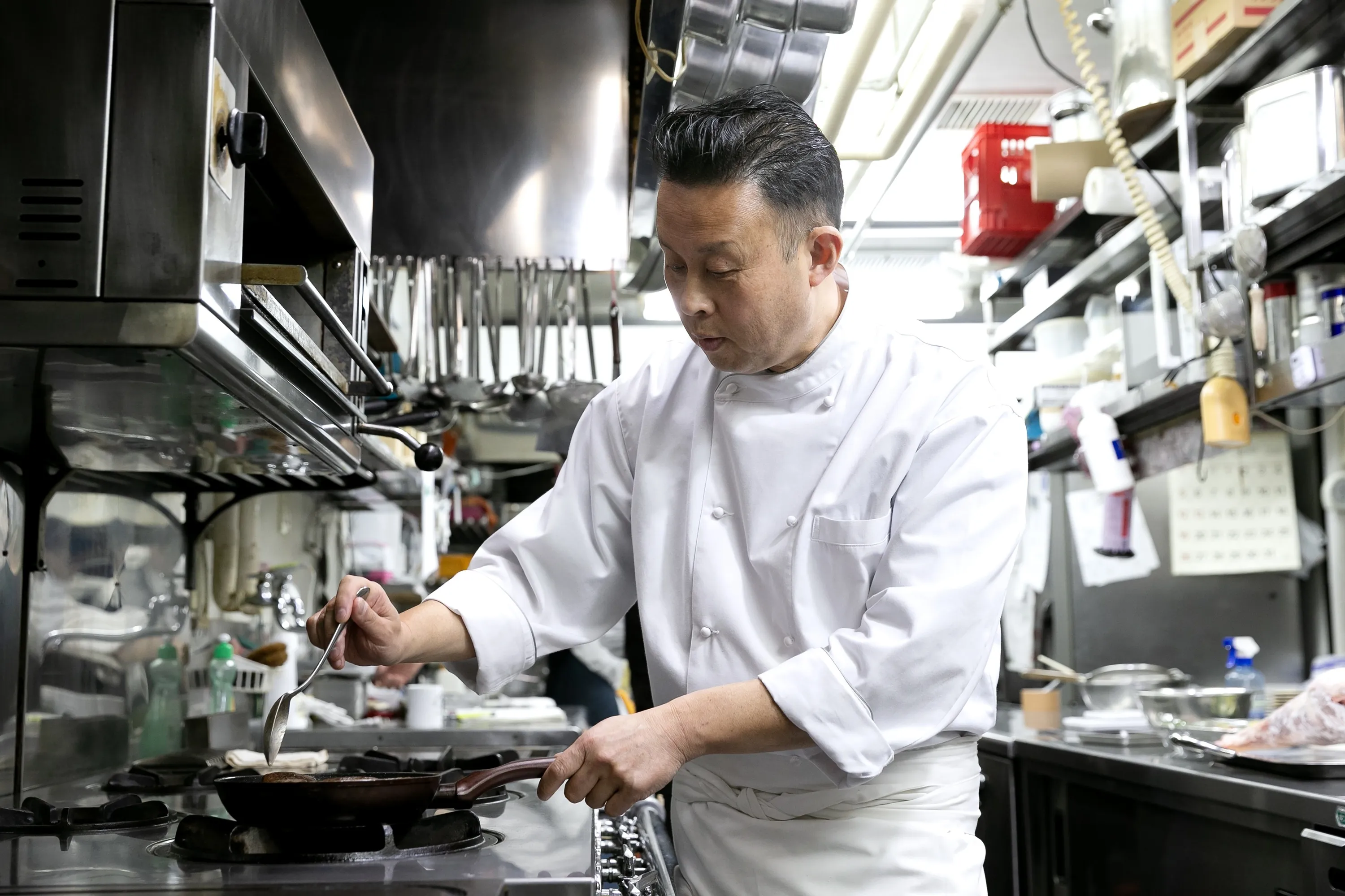 Chef Norihiko Fujiki in his kitchen