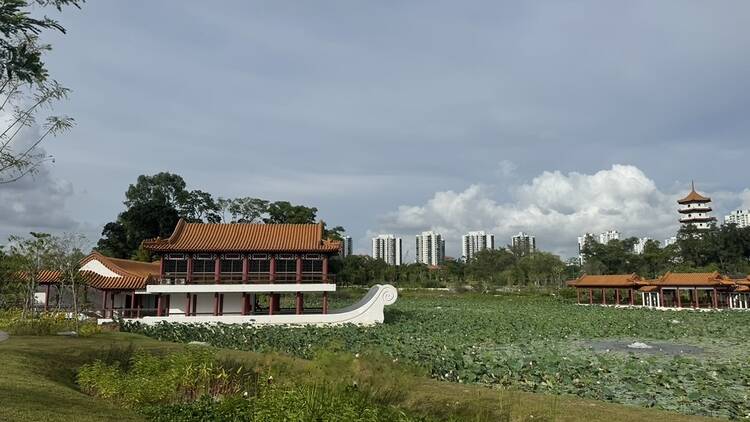 Stoneboat, Tea Pavilion and Twin Pagoda