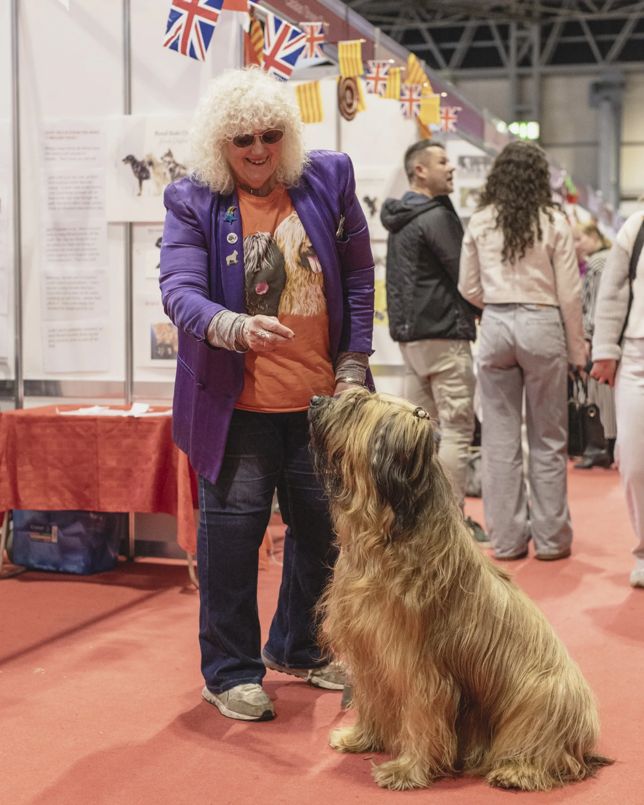 A dog and owner at crufts