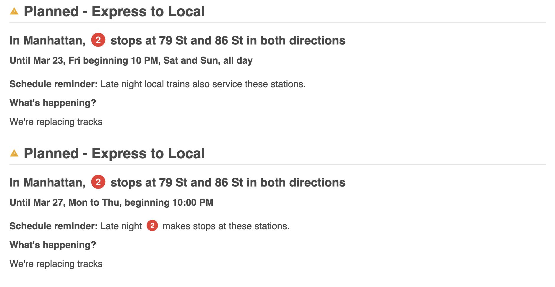 2 line service change