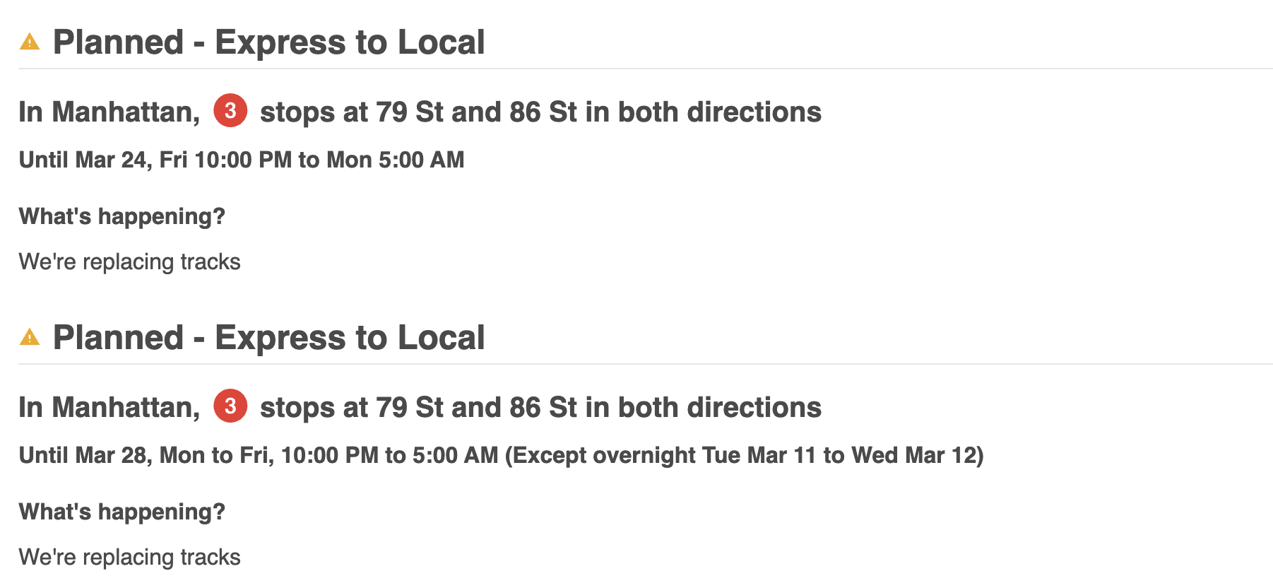 3 line service change
