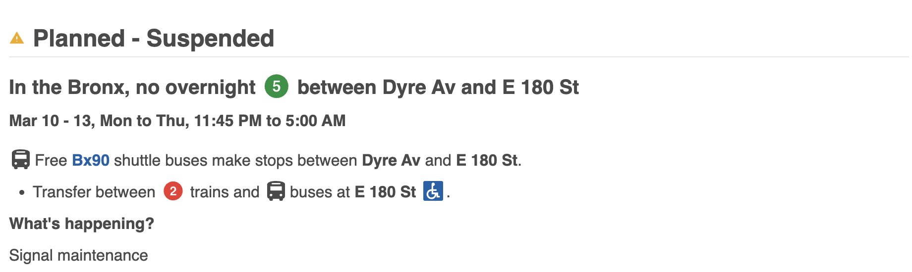 5 line service change