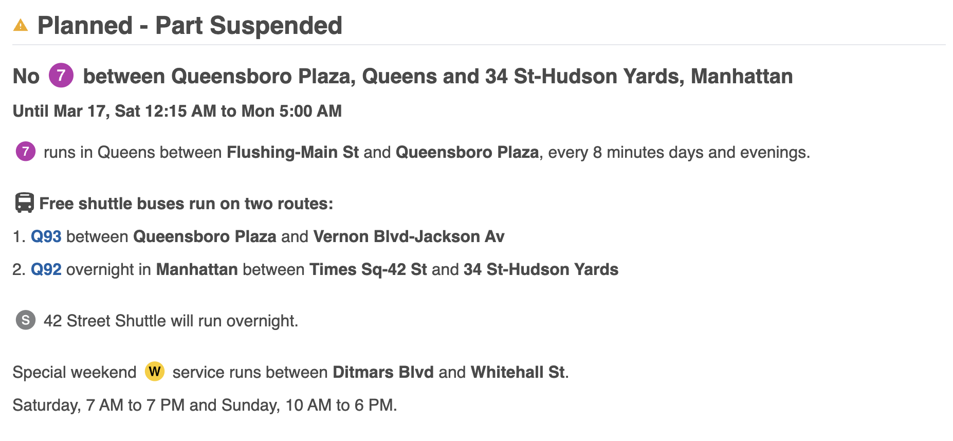 7 line service change