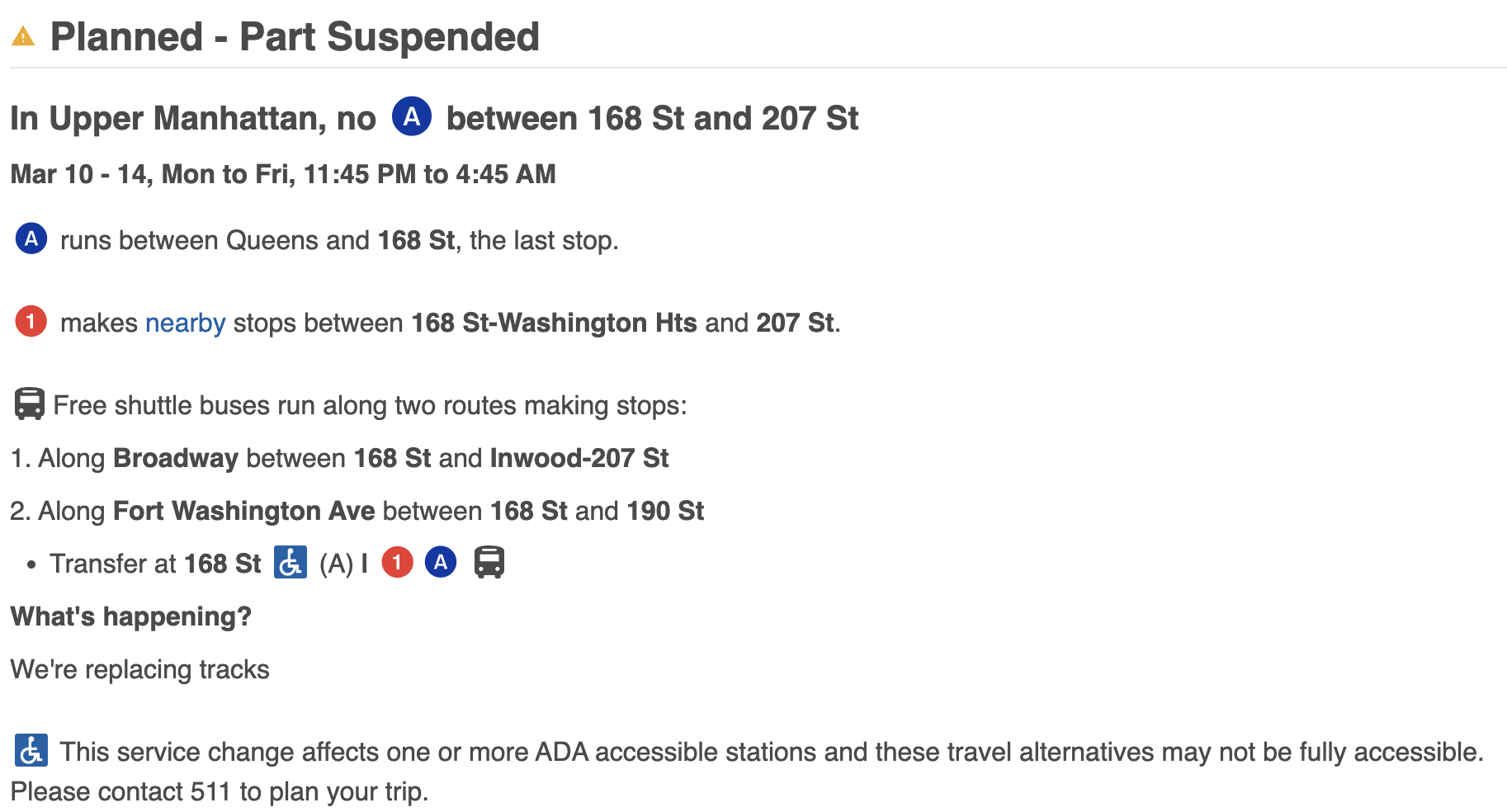 A line service change