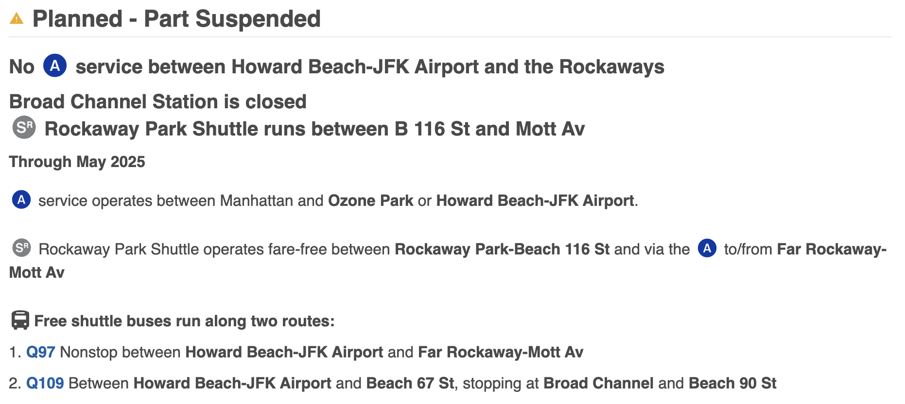 A line service change