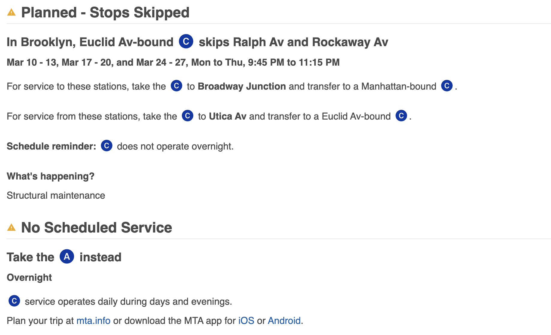 A line service change
