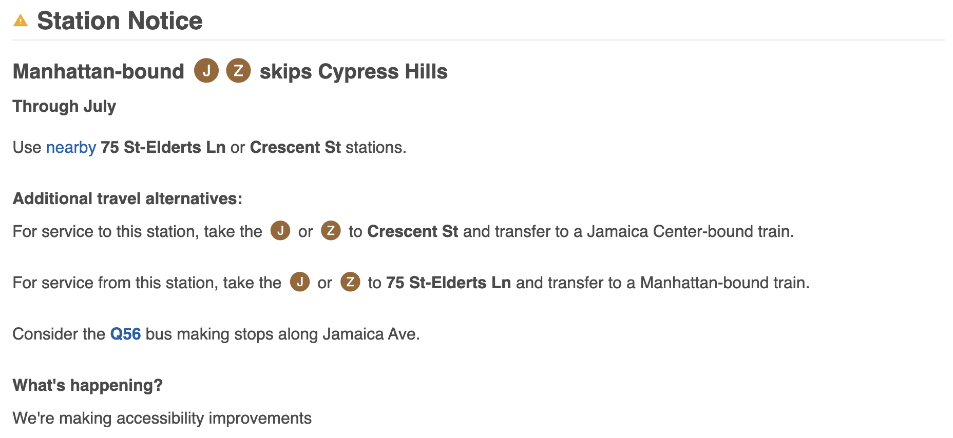 J line service change