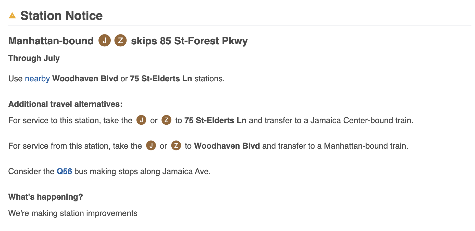 Z line service change