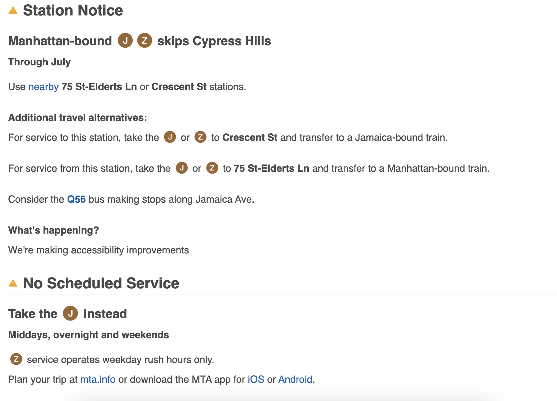 Z line service change