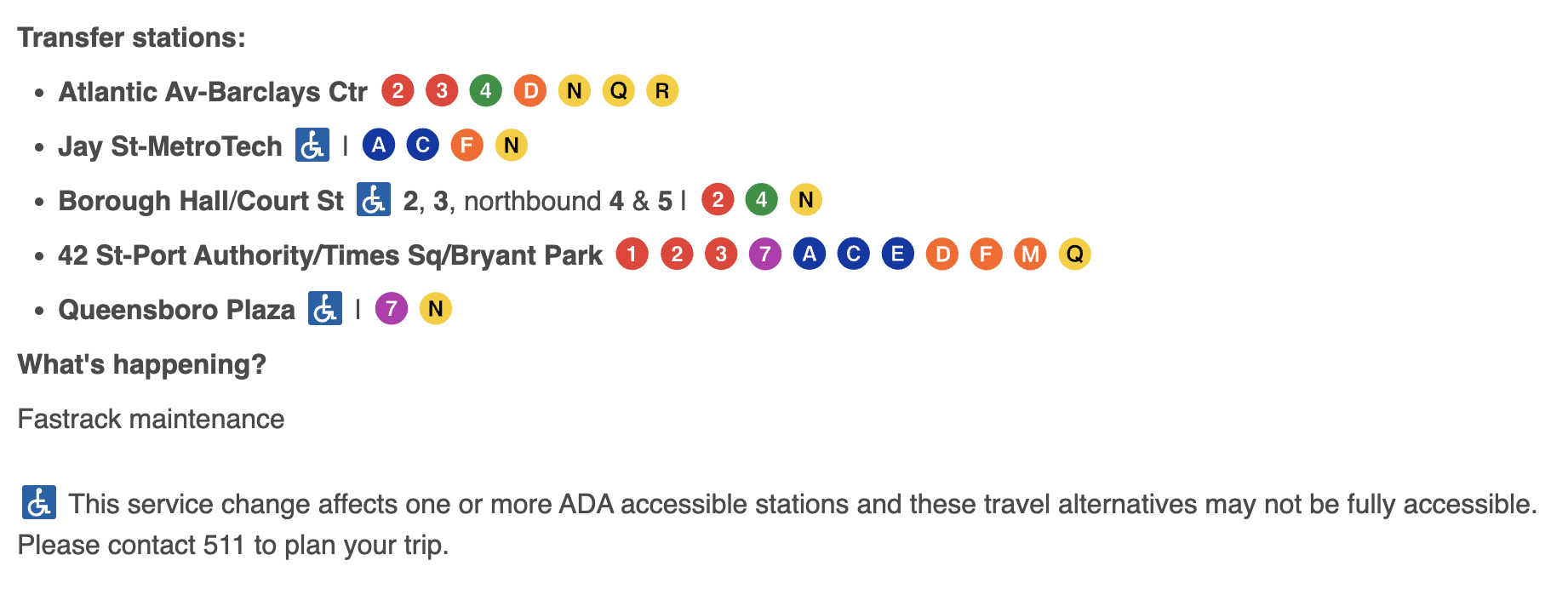 N line service change