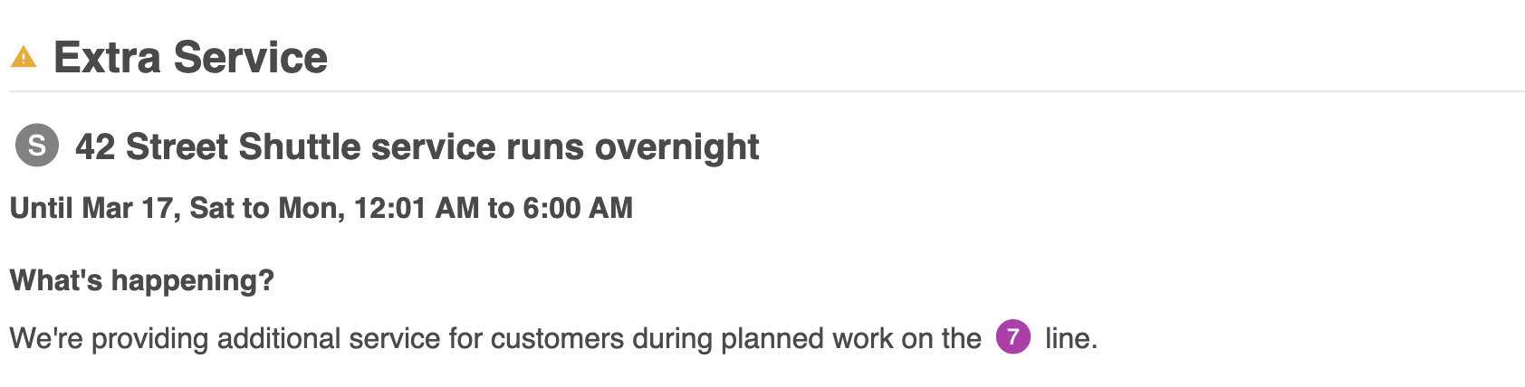 S line service change
