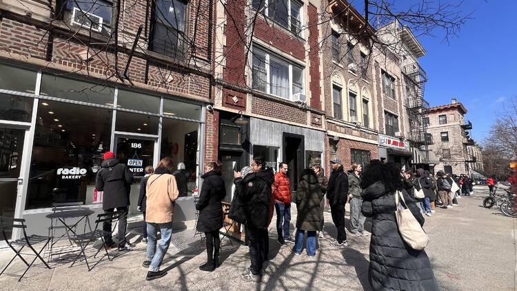 A line outside of Radio Bakery in Prospect Heights