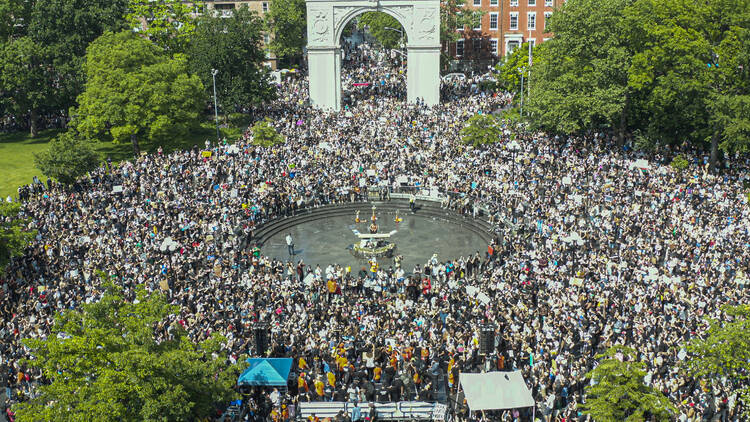 protest at washington square park