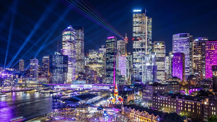 Vivid lights in Sydney Harbour