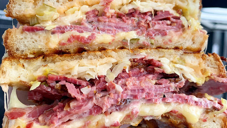 The loaded Reuben toastie at Black Gold.