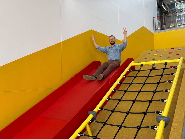 Join kids on the climbing frame staircase