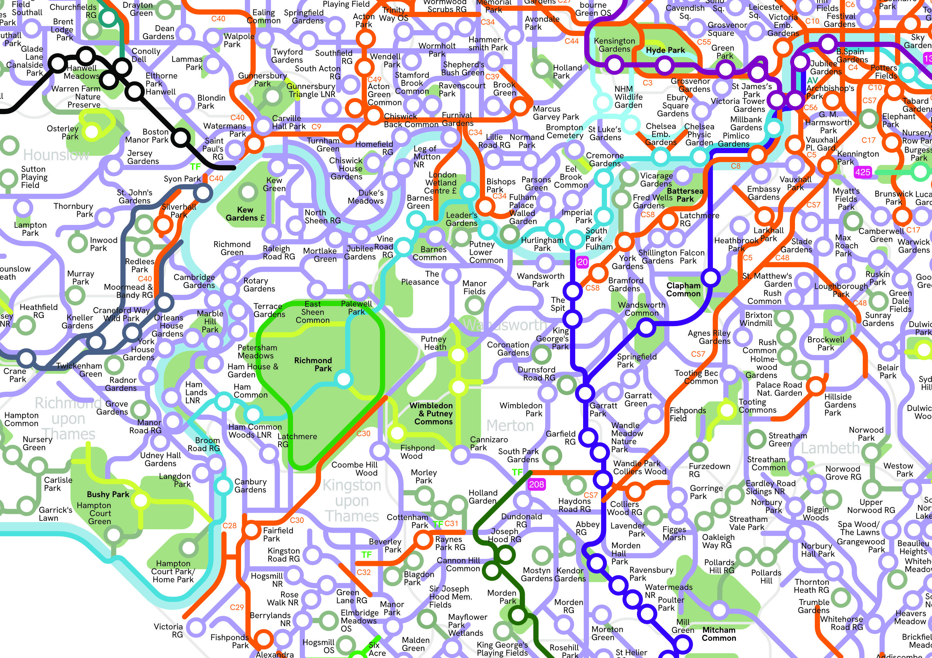 Close up of the greenground map