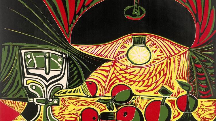 Still life under the lamp Pablo Picasso colour linocut