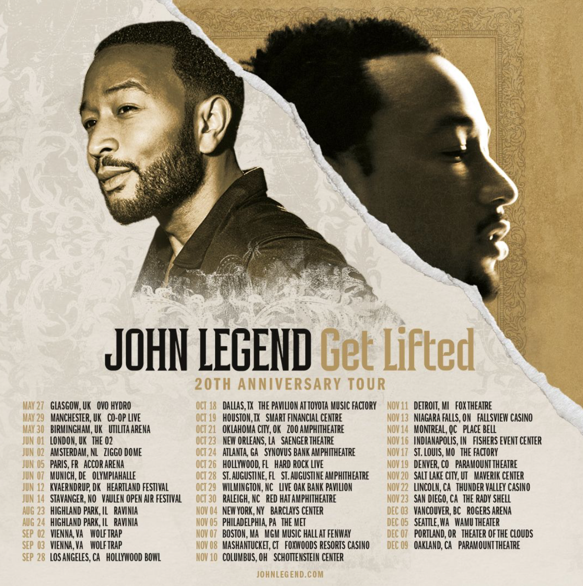 John Legend Get Lifted Tour poster, worldwide