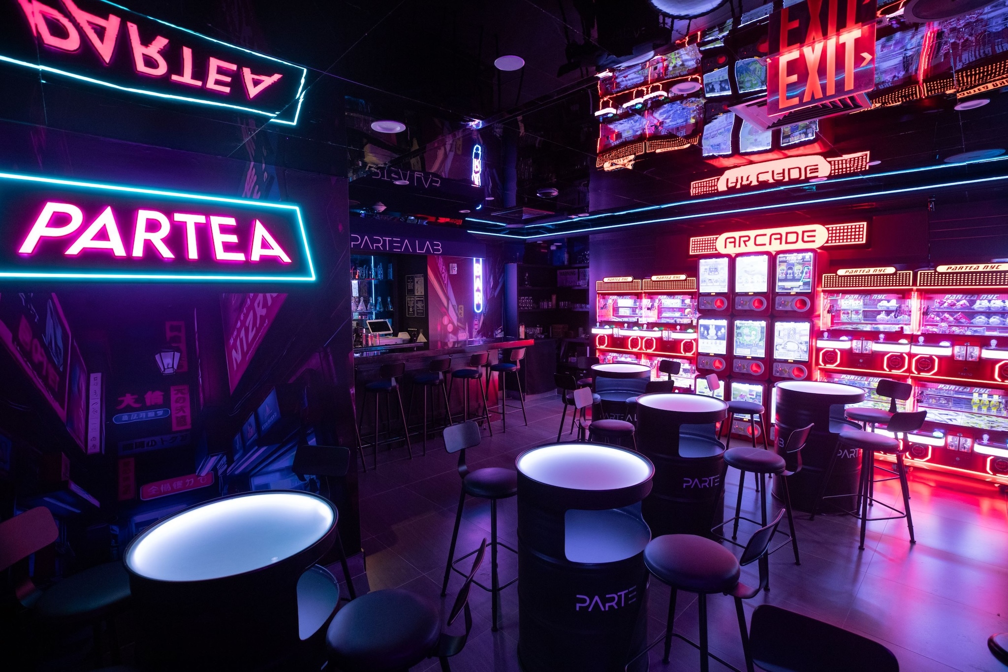 This cyberpunk speakeasy is home to arcade games and boba shots