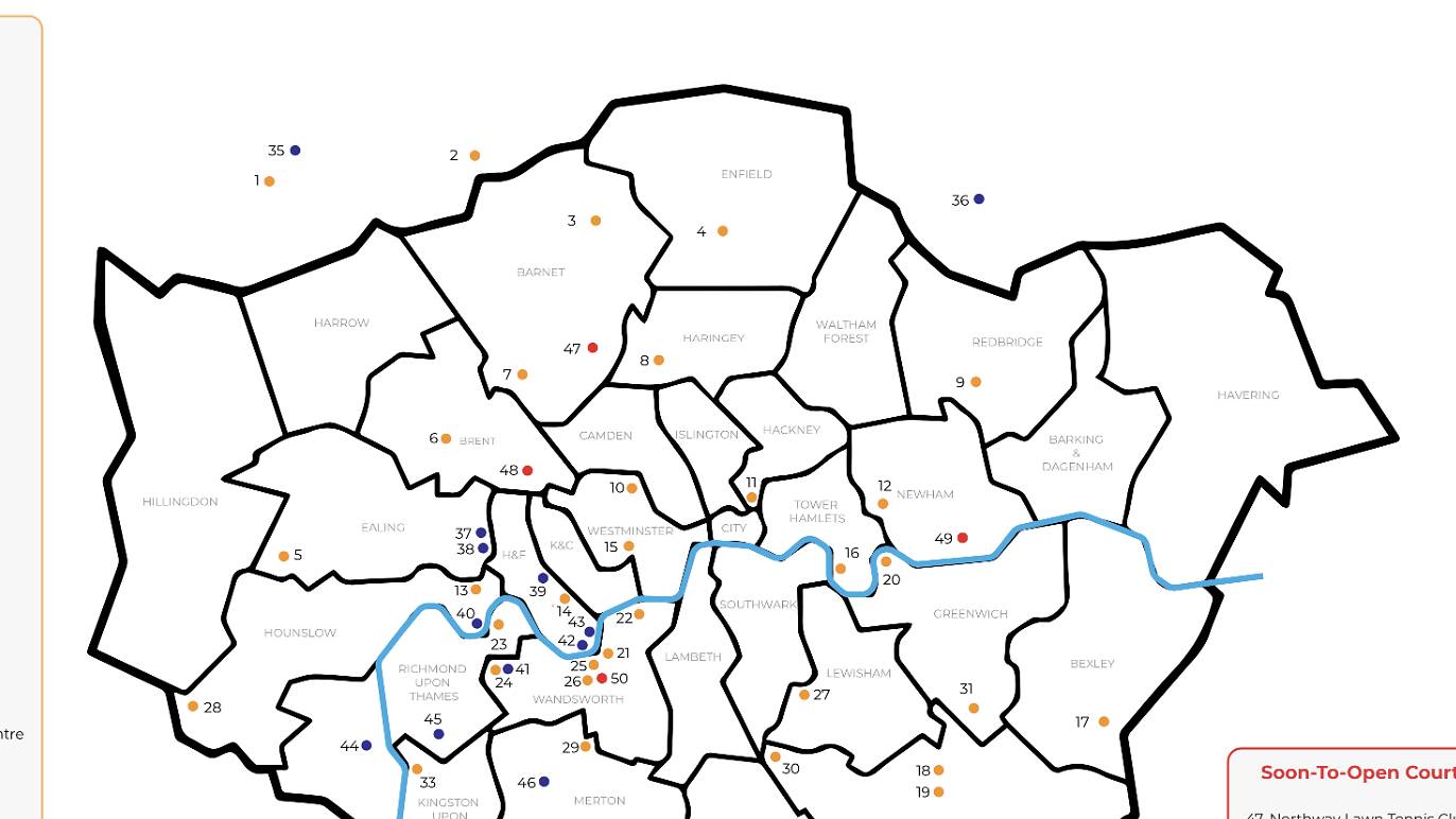 Padls Map Padel Courts In London: A Comprehensive Map of Every Padel Court In the ...